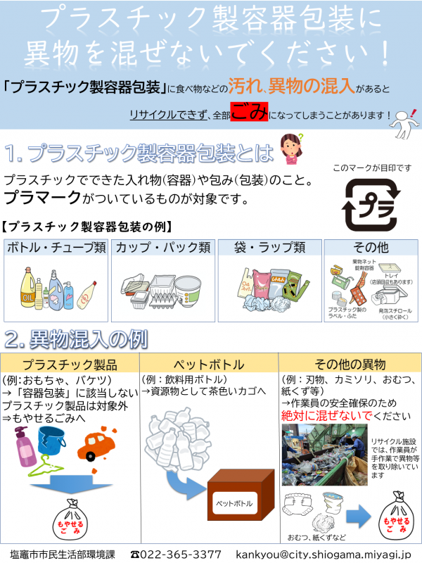プラスチック製容器包装に異物を混ぜないで